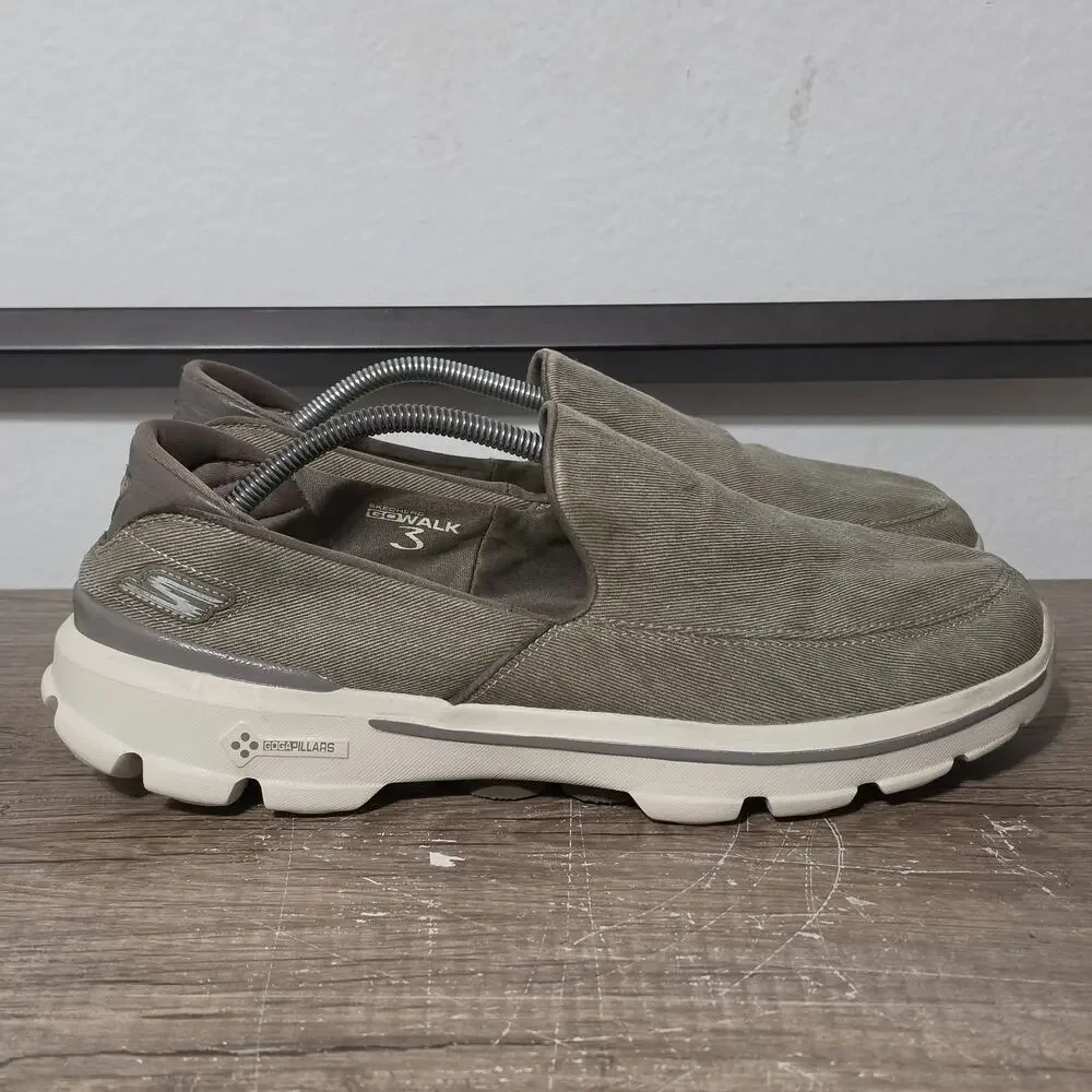 Skechers Go Walk 3 Unwind Men's Casual Slip-On Shoes Sneakers Size 12 Khaki